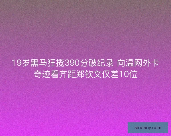 19岁黑马狂揽390分破纪录 向温网外卡奇迹看齐距郑钦文仅差10位